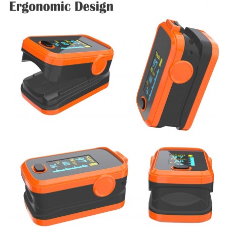 Mighty Rock Pulse oximeter fingertip with Plethysmograph and Perfusion Index, Portable Blood Oxygen Saturation Monitor